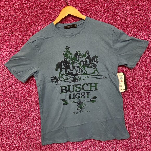 Busch Light Logo Brewed In U.S.A Cowboys Blue T-Shirt Small - Picture 3 of 4